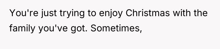 You're just trying to enjoy Christmas with the family you've...