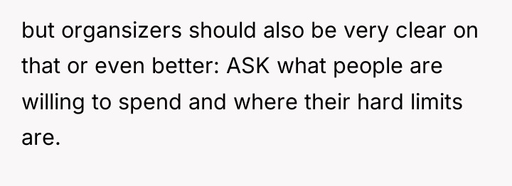 but organsizers should also be very clear on that or...
