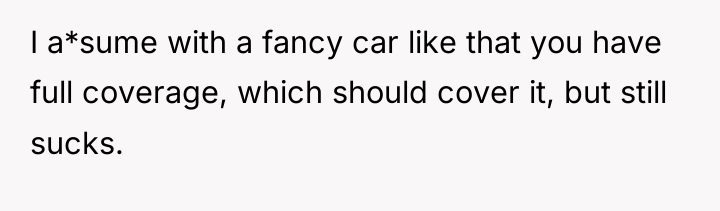 I a*sume with a fancy car like that you have...