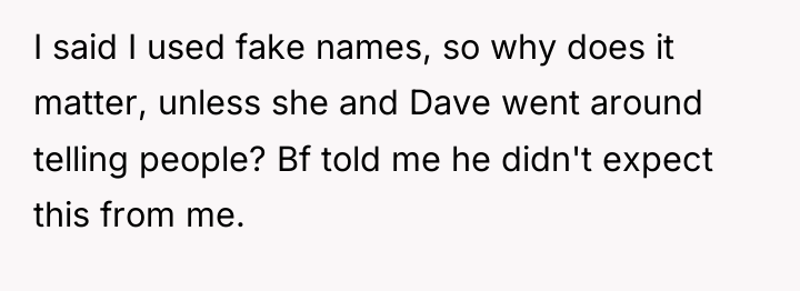 I said I used fake names, so why does it...