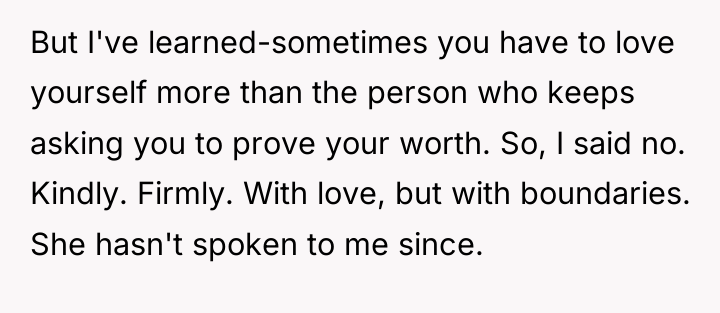 But I've learned-sometimes you have to love yourself more than...