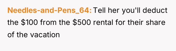 Needles-and-Pens_64 Tell her you'll deduct the $100 from the $500...