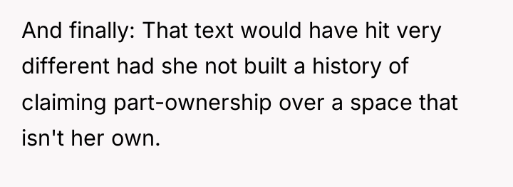 And finally: That text would have hit very different had...