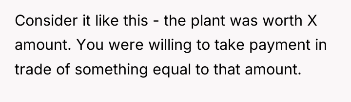 Consider it like this - the plant was worth X...