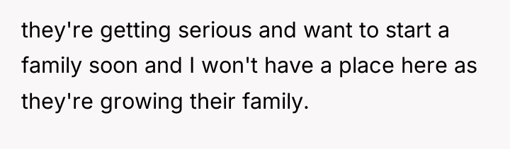 they're getting serious and want to start a family soon...