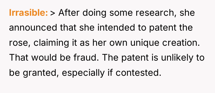 Irrasible > After doing some research, she announced that she...