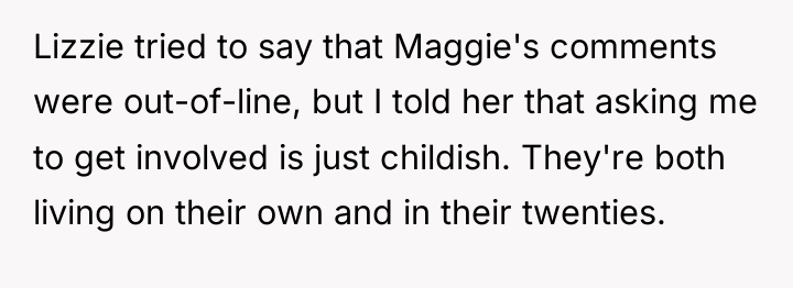 Lizzie tried to say that Maggie's comments were out-of-line, but...