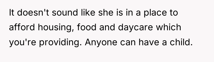 It doesn't sound like she is in a place to...
