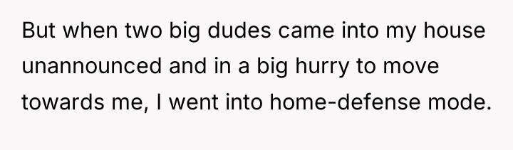 But when two big dudes came into my house unannounced...