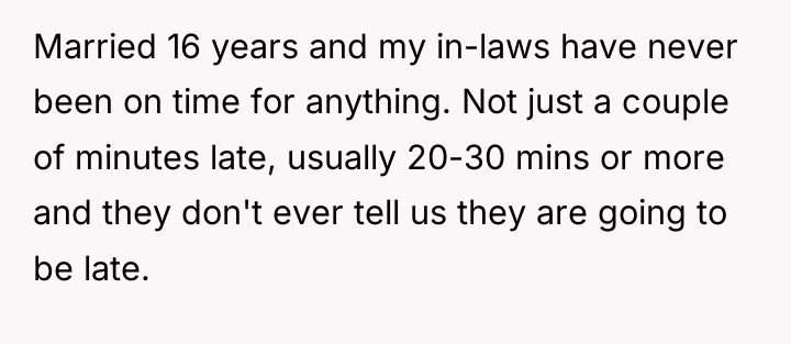 Married 16 years and my in-laws have never been on...