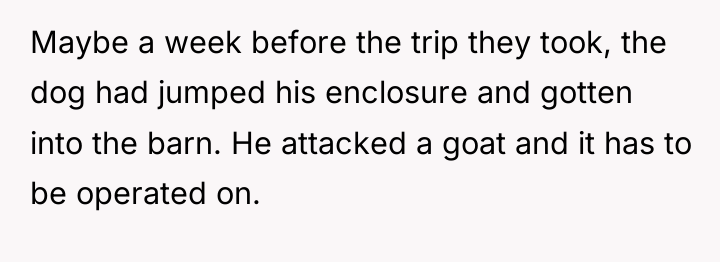 Maybe a week before the trip they took, the dog...