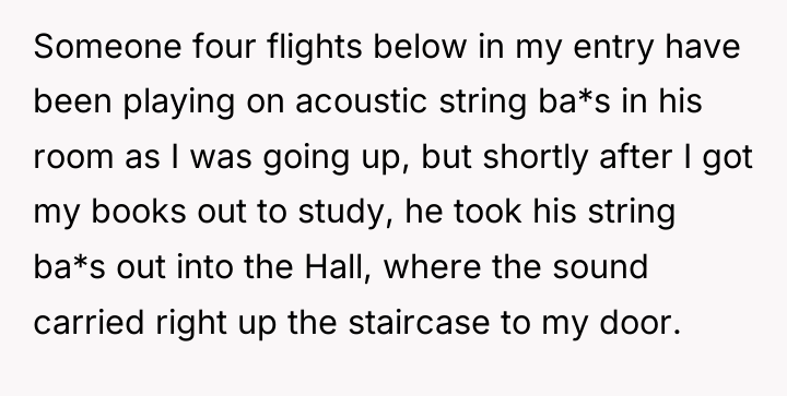 Someone four flights below in my entry have been playing...
