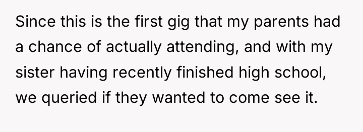 Since this is the first gig that my parents had...