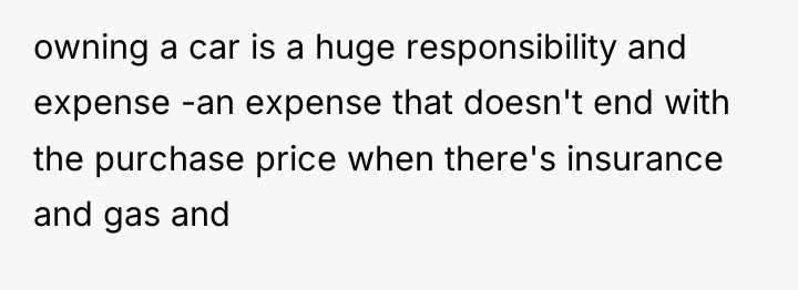 owning a car is a huge responsibility and expense -an...