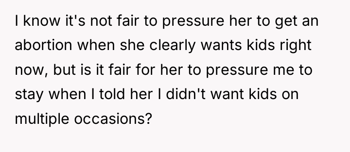 I know it's not fair to pressure her to get...