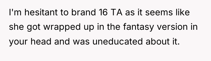I'm hesitant to brand 16 TA as it seems like...