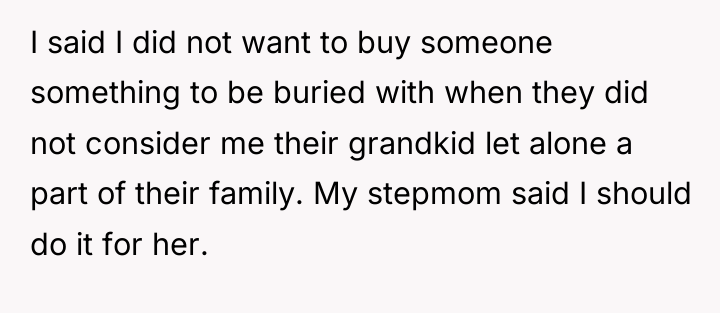 I said I did not want to buy someone something...