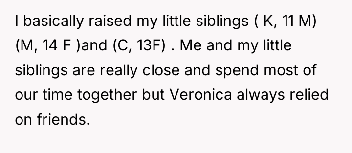 I basically raised my little siblings ( K, 11 M)...