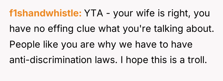 f1shandwhistle YTA - your wife is right, you have no...
