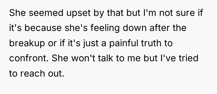She seemed upset by that but I'm not sure if...