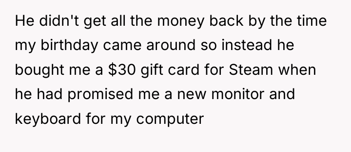 He didn't get all the money back by the time...