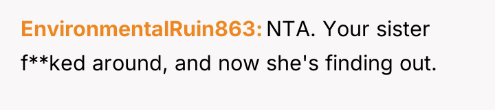 EnvironmentalRuin863 NTA. Your sister f**ked around, and now she's finding...