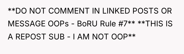 **DO NOT COMMENT IN LINKED POSTS OR MESSAGE OOPs -...