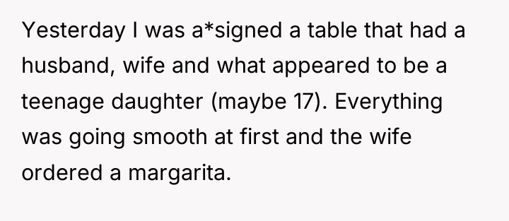 Yesterday I was a*signed a table that had a husband,...