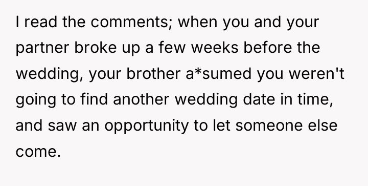 I read the comments; when you and your partner broke...