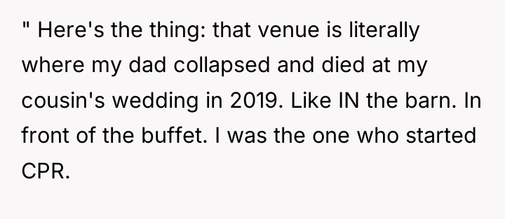 " Here's the thing: that venue is literally where my...