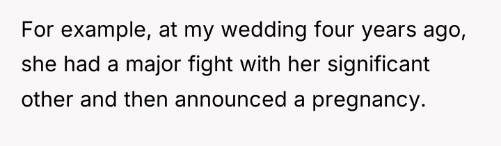 For example, at my wedding four years ago, she had...