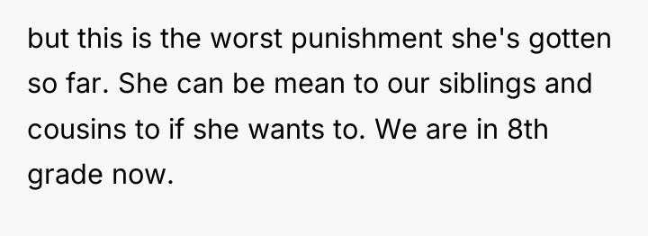 but this is the worst punishment she's gotten so far....