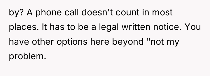 by? A phone call doesn't count in most places. It...