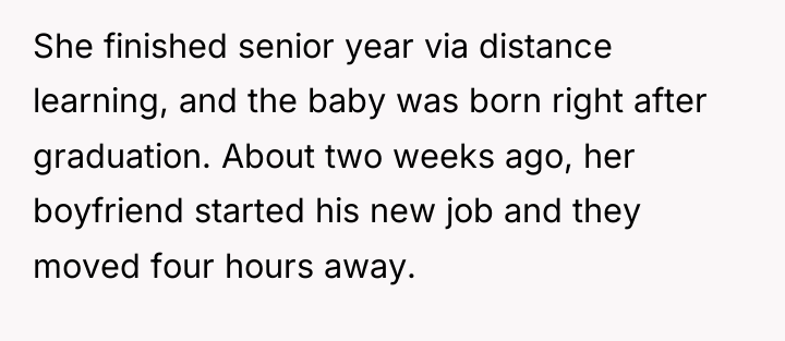 She finished senior year via distance learning, and the baby...