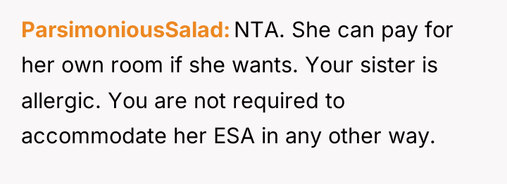 ParsimoniousSalad NTA. She can pay for her own room if...