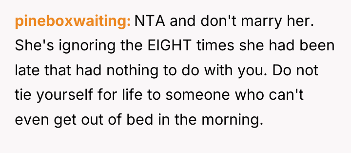 pineboxwaiting NTA and don't marry her. She's ignoring the EIGHT...