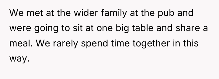We met at the wider family at the pub and...