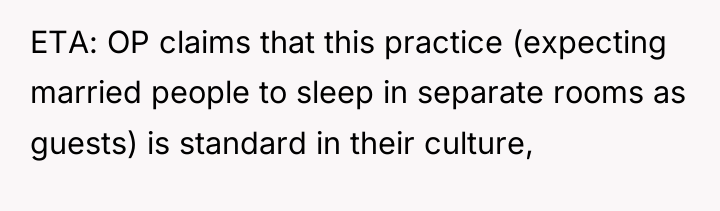 ETA: OP claims that this practice (expecting married people to...