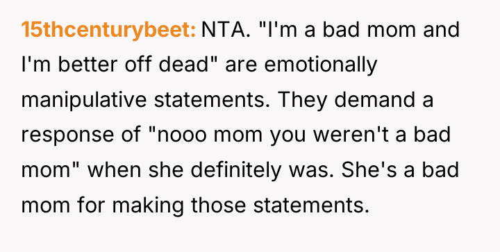 15thcenturybeet NTA. "I'm a bad mom and I'm better off...