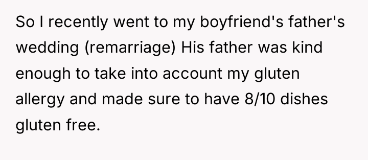 So I recently went to my boyfriend's father's wedding (remarriage)...