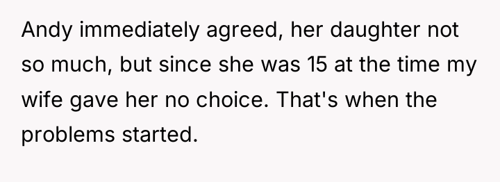 Andy immediately agreed, her daughter not so much, but since...