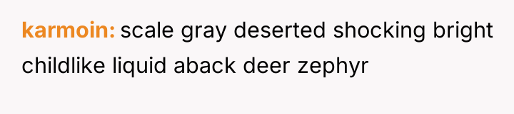 karmoin scale gray deserted shocking bright childlike liquid aback deer...