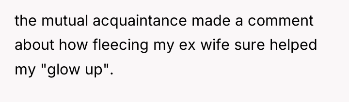the mutual acquaintance made a comment about how fleecing my...