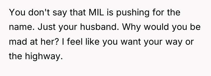 You don't say that MIL is pushing for the name....