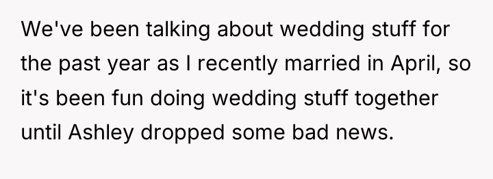 We've been talking about wedding stuff for the past year...