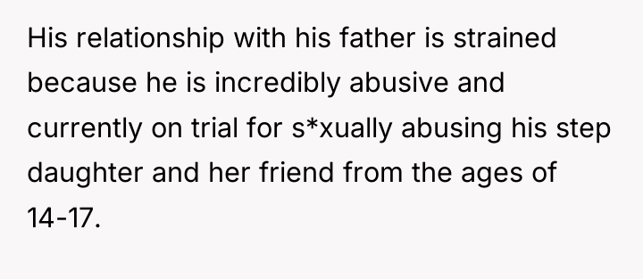 His relationship with his father is strained because he is...