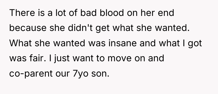 There is a lot of bad blood on her end...
