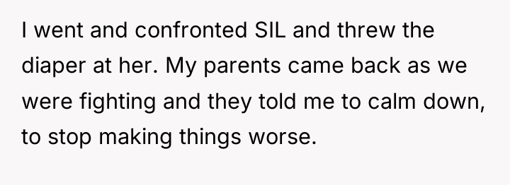 I went and confronted SIL and threw the diaper at...