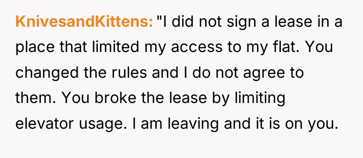 KnivesandKittens "I did not sign a lease in a place...