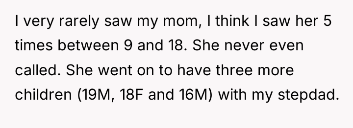 I very rarely saw my mom, I think I saw...